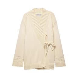 Fashion Casual Knitted Double-Breasted Jacket Women's Wrap Knit Cardigan Belt Shawl Collar Openwork Cuffs Oversized Sweater LS3K
