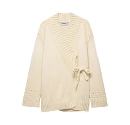 Fashion Casual Knitted Double-Breasted Jacket Women's Wrap Knit Cardigan Belt Shawl Collar Openwork Cuffs Oversized Sweater LS3K