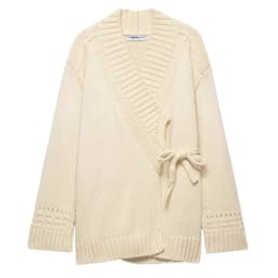 Fashion Casual Knitted Double-Breasted Jacket Women's Wrap Knit Cardigan Belt Shawl Collar Openwork Cuffs Oversized Sweater LS3K