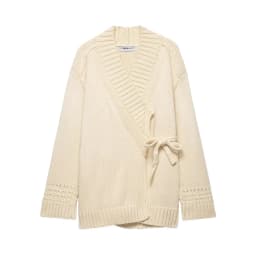 Fashion Casual Knitted Double-Breasted Jacket Women's Wrap Knit Cardigan Belt Shawl Collar Openwork Cuffs Oversized Sweater LS3K