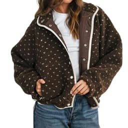 2026 Women's Fashion Lambswool Patchwork Check Coat, Autumn and Winter Zipper Edge Coat Printed Fleece Jacket