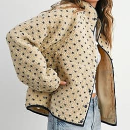 2026 Women's Fashion Lambswool Patchwork Check Coat, Autumn and Winter Zipper Edge Coat Printed Fleece Jacket