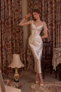 Lacemade Original Pearl White Dress Summer Spaghetti Lace-up Long Trumpet Skirt Romantic Fishbone Knit Slim Dress Vestidos