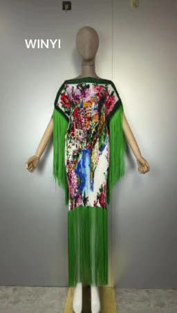 WINYI Summer Pleated Fringed Maxi Dress Women Crumple Design Loose Boho Robe Holiday Fashion Evening Dress Abaya Dubai Luxury