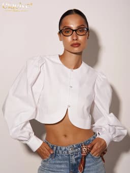 Clacive Fashion Slim White Cotton Women's Shirt 2025 Elegant O-Neck Long Sleeve Shirts Streetwear Solid Crop Top Female Clothing