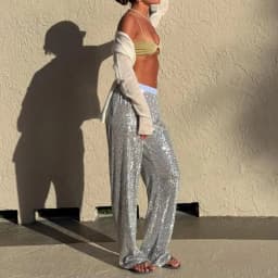 New Style Women's Suit Loose Casual Sequin Patchwork Long Sleeve Shirt Shorts Pants Set Fashion Women 2025 New BAP7