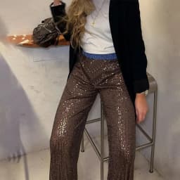 New Style Women's Suit Loose Casual Sequin Patchwork Long Sleeve Shirt Shorts Pants Set Fashion Women 2025 New BAP7