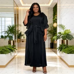 Miyake Loose Irregular Lace-up Two-piece Set Temperament Casual Pleated Women's African Suit 2026 New