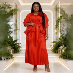 Miyake Loose Irregular Lace-up Two-piece Set Temperament Casual Pleated Women's African Suit 2026 New