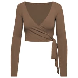 Women Bum Pilates Wrap Top Crop Tops Long Sleeve Deep V Neck Tie Tshirt Comfortable Breathable Casual Fashionable Ladies Tshirt
