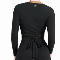 Women Bum Pilates Wrap Top Crop Tops Long Sleeve Deep V Neck Tie Tshirt Comfortable Breathable Casual Fashionable Ladies Tshirt