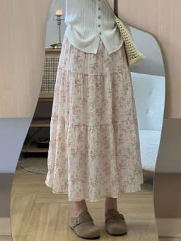 Sweet Floral Chiffon Long Skirt Women High Waist Fashion Elegant Loose Skirts Korean Chic Casual Female Summer Soft Long Skirts
