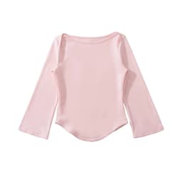 Spring 2026 Women Solid Long Sleeve Casual T Shirt Short Tops
