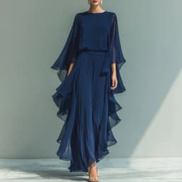 Elegant Crew Neck Blouse Shirts & High Waist Pants Set Woman 2 Piece Solid Chiffon Ruffle Outfit 2026 Spring Summer Office Suits