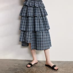 TOYOUTH Women Dress 2026 Spring New Splicing Plaid Slim Fit Soft and Flowing Mid Length Cake Skirt