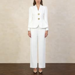 TWOTWINSTYLE Solid Spliced Buttons Two Piece Set Female V Neck Long Sleeve Jacket Office Commute Women's Trousers Set Autumn New