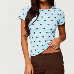 Women Polka Dot Shirt Y2k Baby Tee Crop Tops Short Sleeve Crewneck Slim Fitted T Shirts Vintage Aesthetic Clothes