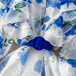 Fashion Elegant Stand Collar Long Lantern Sleeve Big Swing Robe Single Breasted Belt Slim Waist Print Dress Chic Summer Vestido