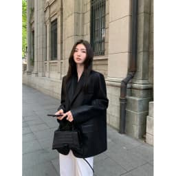 Women's Fashion Blazer Style Leather Jacket Black PU Leather Coat Spring Autumn New Loose Elegant High-end Blazer