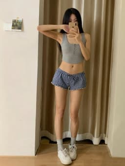 Women's Plaid Pajama Shorts With Adjustable Drawstring And Ruffles