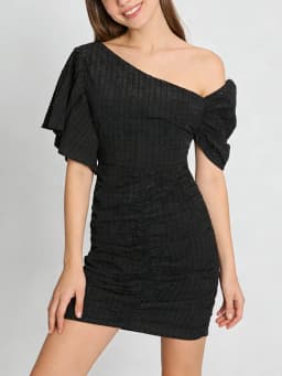 TWOTWINSTYLE Fashion Spliced Plaid Irregular Dresses for Women Diagonal Collar Short Sleeves Patchwork Shirring Dress Female New