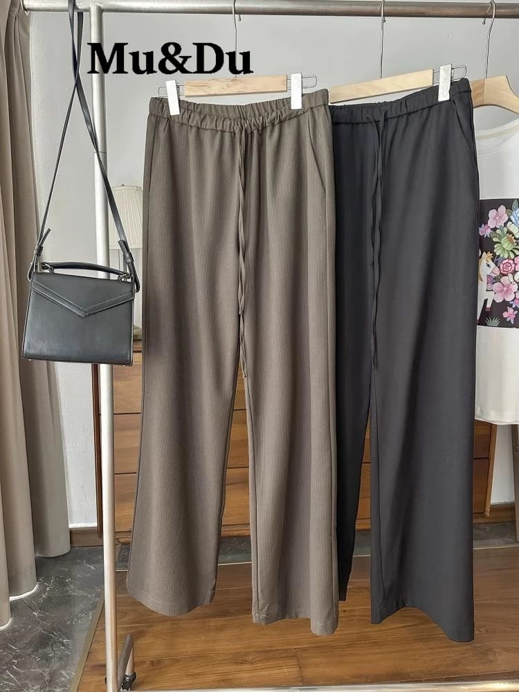 Women Wide Leg Pants Casual Summer Solid Elastic Waist Elegant Loose Pants Spring Summer Female Trousers