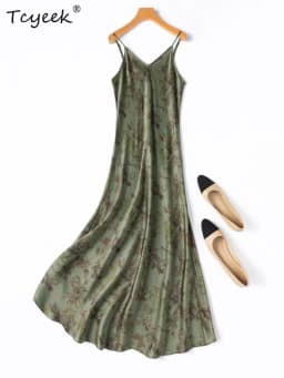 Tcyeek 21MM 100% Natural Mulberry Silk Party Dress Women 2026 Elegant Womens Dresses Maxi Dress Summer Clothes Vestido Feminino