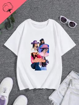 Famous Singer Ana Castela Classic Poster Print Women's Fashion T-shirt, Everyday Casual Cotton T-shirt, Women's Pop Shirt