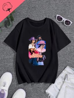 Famous Singer Ana Castela Classic Poster Print Women's Fashion T-shirt, Everyday Casual Cotton T-shirt, Women's Pop Shirt