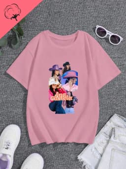 Famous Singer Ana Castela Classic Poster Print Women's Fashion T-shirt, Everyday Casual Cotton T-shirt, Women's Pop Shirt