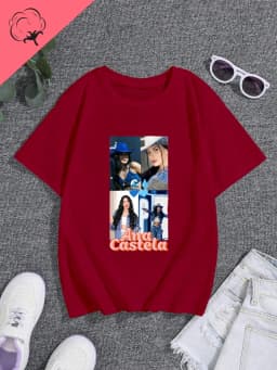 Famous Singer Ana Castela Classic Poster Print Women's Fashion T-shirt, Everyday Casual Cotton T-shirt, Women's Pop Shirt