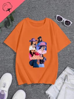 Famous Singer Ana Castela Classic Poster Print Women's Fashion T-shirt, Everyday Casual Cotton T-shirt, Women's Pop Shirt