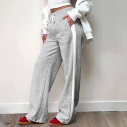 Y2K Color Block Patchwork Sweatpants American Style Elastic Waistband Tie Straight Tube Slimming Loose Versatile Casual