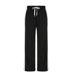 Y2K Color Block Patchwork Sweatpants American Style Elastic Waistband Tie Straight Tube Slimming Loose Versatile Casual
