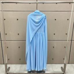 Light Blue Chiffon Maxi Dress for Women, Elegant V-Neck Cape Sleeve Long Dresses, Summer Beach Vacation Flowy A-Line Party Gown