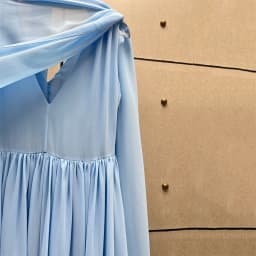 Light Blue Chiffon Maxi Dress for Women, Elegant V-Neck Cape Sleeve Long Dresses, Summer Beach Vacation Flowy A-Line Party Gown