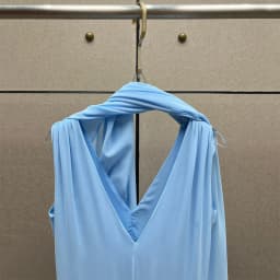 Light Blue Chiffon Maxi Dress for Women, Elegant V-Neck Cape Sleeve Long Dresses, Summer Beach Vacation Flowy A-Line Party Gown