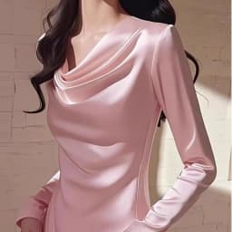2026 Summer Ladies Long Sleeve Pile Collar V-neck Solid Color Simplicity Elegant Trend Temperament Irregular Pleated Pullover