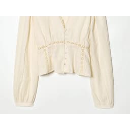 YENKYE New 2026 Women Lace Trim V Neck Romantic Embroidery Blouse Long Sleeve Casual Crop Shirt Spring Summer Tops
