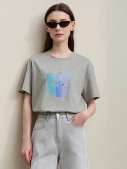 Amii Women's Tee Shirt 2026 Summer New O-Neck Printed Embroidered Cotton T-shirt Drop Shoulder Short Sleeve Elastic Top 12642009
