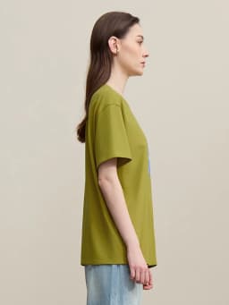 Amii Women's Tee Shirt 2026 Summer New O-Neck Printed Embroidered Cotton T-shirt Drop Shoulder Short Sleeve Elastic Top 12642009