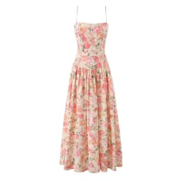 YENKYE Summer 2026 Women's Floral Print Corset Spaghetti Strap A-Line Maxi Dress Casual Beach Boho Vacation Dresses