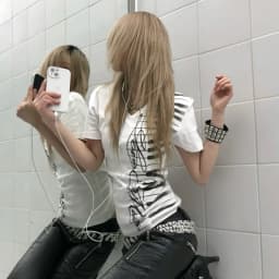 Karrram Trashy Y2k Piano Key Print T-shirt Grunge Aesthetics V-neck Tops Short Sleeve Vintage Punk Streetwear American Retro 90s