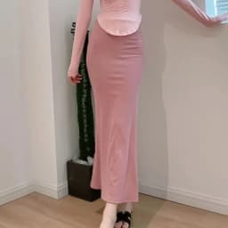 Elegant Summer Long Skirts Women Fashion High Waist Elastic Korean Y2k Clothes Casual Slim Ladies Mid Length Pink Black Skirt