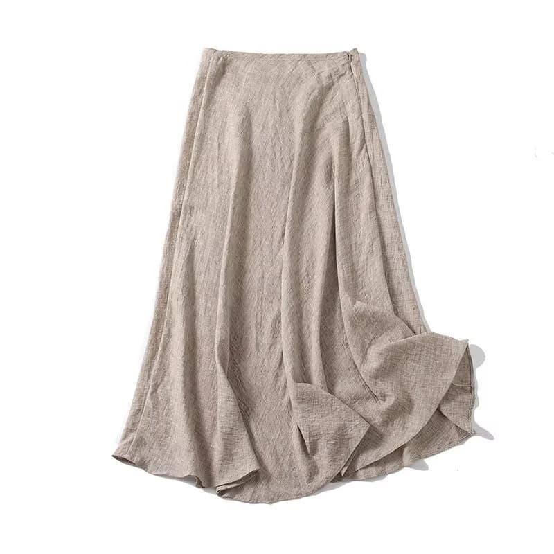 YENKYE Minimalist Commuting Style A-line Midi Skirt Women High Waist Casual Summer Skirts