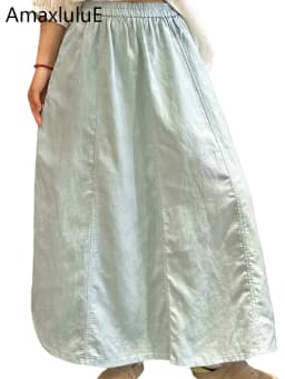 Amax LuluE Japanese Design Fashion Soild Skirts Females Vintage Leisure Elegant Streetwear Womens Summer Loose Classic Clothes