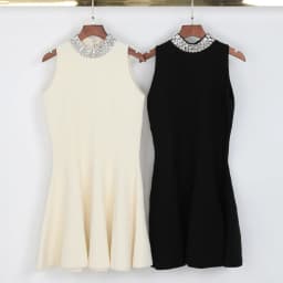 2637 High-quality Summer New Sexy Style Elastic Knitted Fashion Trend Slim Fit And Slimming Nail Drill Women's Short Dress