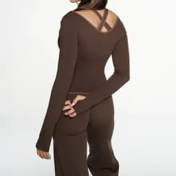 Matching 3 Piece Set Women Fall 2025 Cross-Strap Tank & V-Neck Long-Sleeve Top & Straight-Leg Pants Three-Piece Sporty Suit