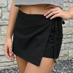 Women's Summer Wrap Skort Casual Stylish Solid Color Self-tie Bow Built-in Shorts Mid Rise Mini Skirt Summer Outfits