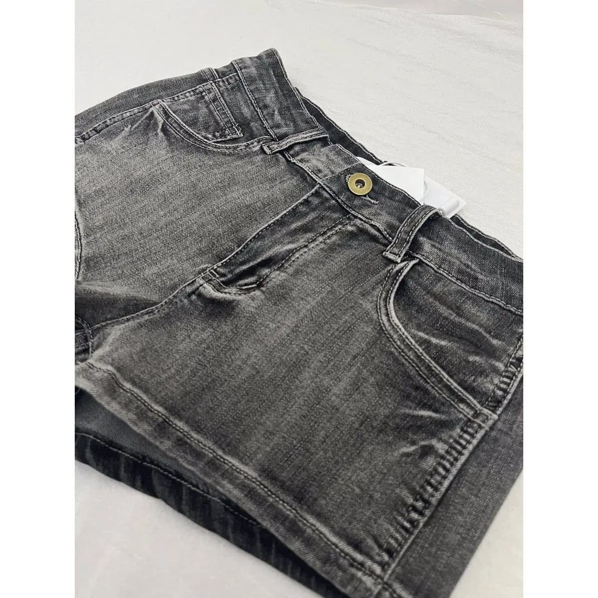 Retro Spice Girl Washed Old Black Grey Denim Shorts Female Summer Spice Girl Skinny Slim Hips A-Word Hot Pants